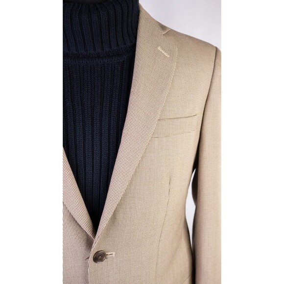 Joseph & Feiss Size 38L Sport Coat Jacket Blazer Beige Two Button Single Vented - Picture 4 of 13